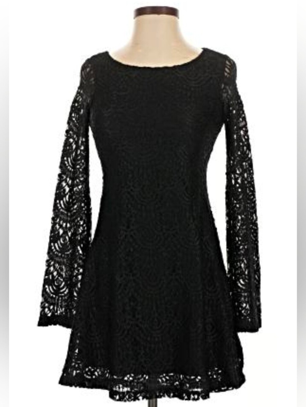 H&M Black Lace Long-Sleeve Fit-and-Flare Dress and Forever21 Romper